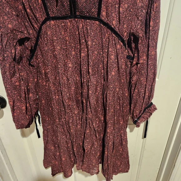 DOEN Azalea Floral Long Sleeve Dress Boho Festival Cottagecore Large